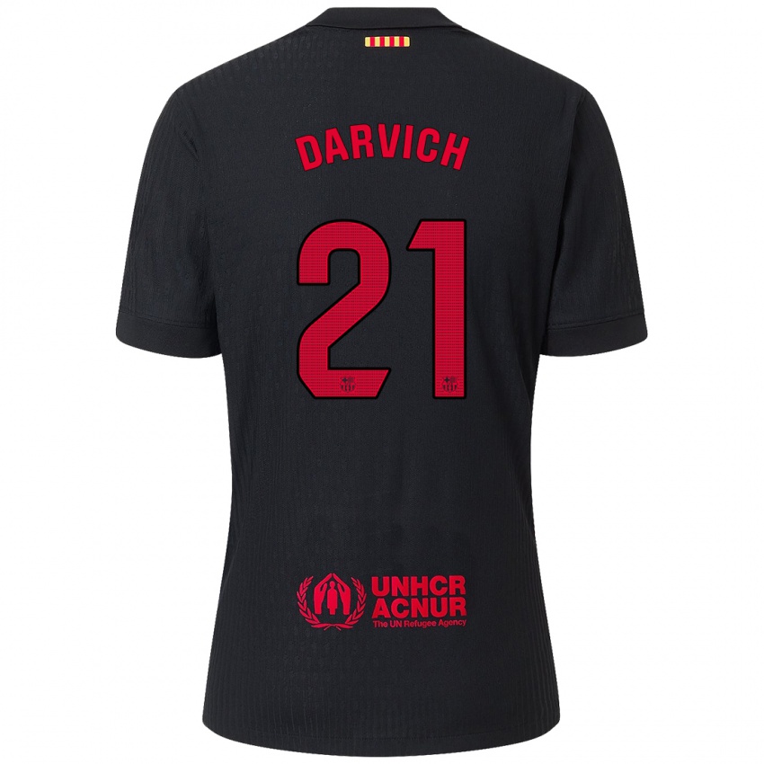 Férfi Noah Darvich #21 Fekete Piros Idegenbeli Jersey 2024/25 Mez Póló Ing