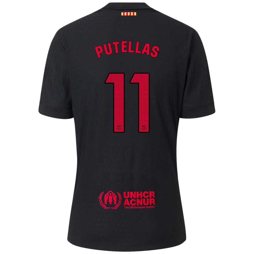 Férfi Alexia Putellas #11 Fekete Piros Idegenbeli Jersey 2024/25 Mez Póló Ing