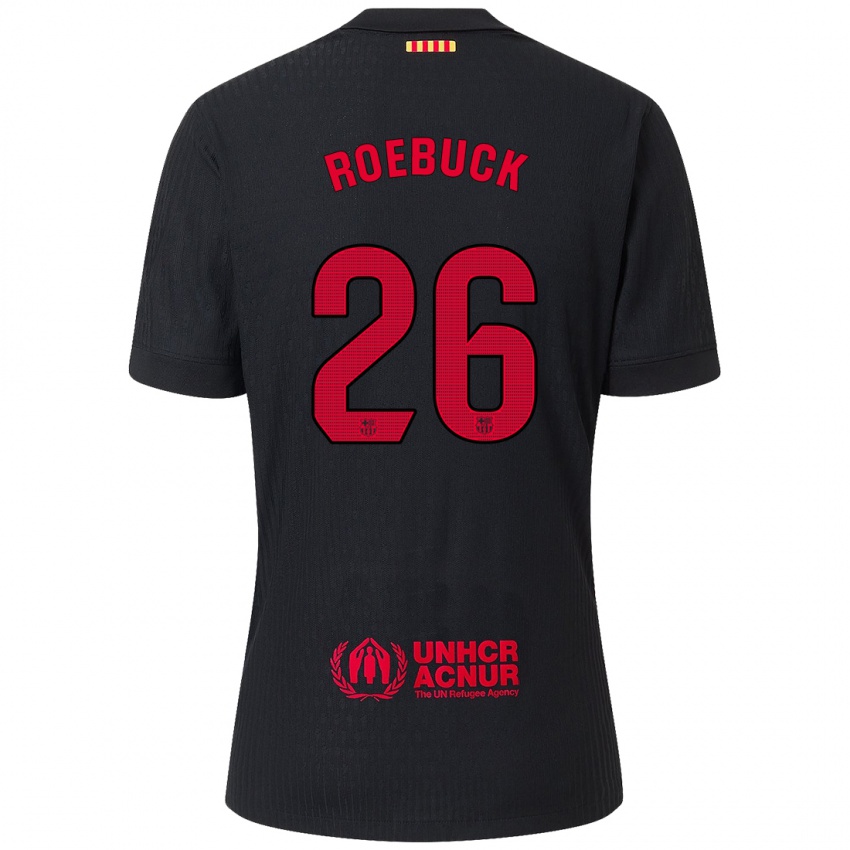 Férfi Ellie Roebuck #26 Fekete Piros Idegenbeli Jersey 2024/25 Mez Póló Ing