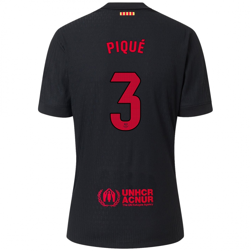 Férfi Gerard Pique #3 Fekete Piros Idegenbeli Jersey 2024/25 Mez Póló Ing