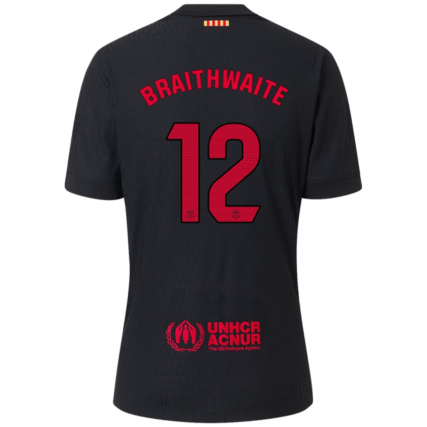 Férfi Martin Braithwaite #12 Fekete Piros Idegenbeli Jersey 2024/25 Mez Póló Ing