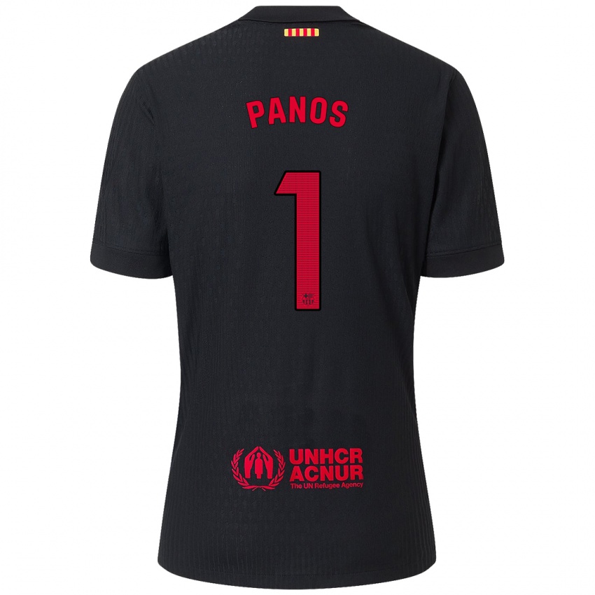 Férfi Sandra Panos #1 Fekete Piros Idegenbeli Jersey 2024/25 Mez Póló Ing