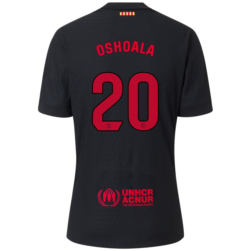 Férfi Asisat Oshoala #20 Fekete Piros Idegenbeli Jersey 2024/25 Mez Póló Ing