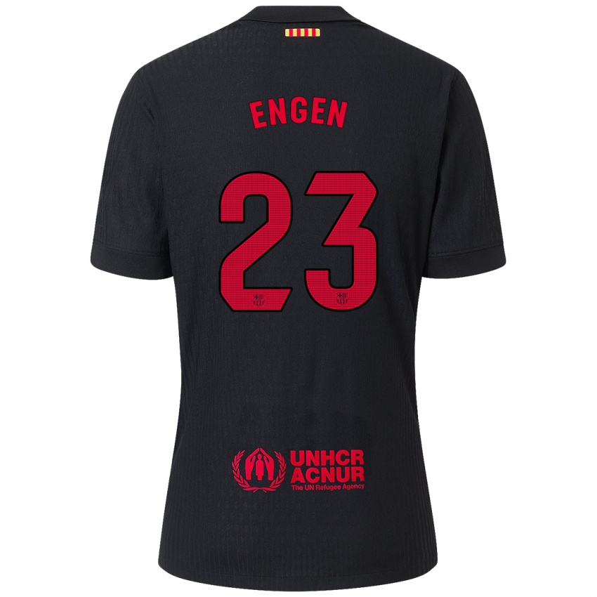 Férfi Ingrid Engen #23 Fekete Piros Idegenbeli Jersey 2024/25 Mez Póló Ing