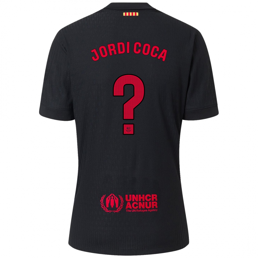 Férfi Jordi Coca #0 Fekete Piros Idegenbeli Jersey 2024/25 Mez Póló Ing