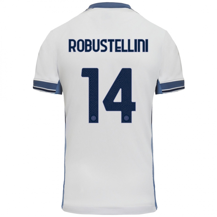 Férfi Chiara Robustellini #14 Fehér Szürke Idegenbeli Jersey 2024/25 Mez Póló Ing