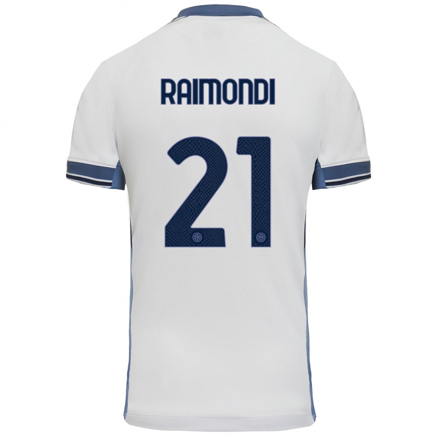 Férfi Paolo Raimondi #21 Fehér Szürke Idegenbeli Jersey 2024/25 Mez Póló Ing