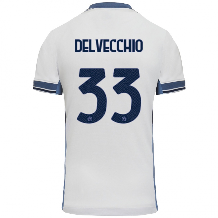 Férfi Gabriele Delvecchio #33 Fehér Szürke Idegenbeli Jersey 2024/25 Mez Póló Ing