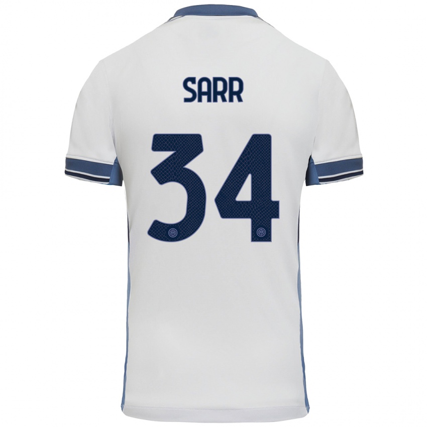 Férfi Amadou Sarr #34 Fehér Szürke Idegenbeli Jersey 2024/25 Mez Póló Ing