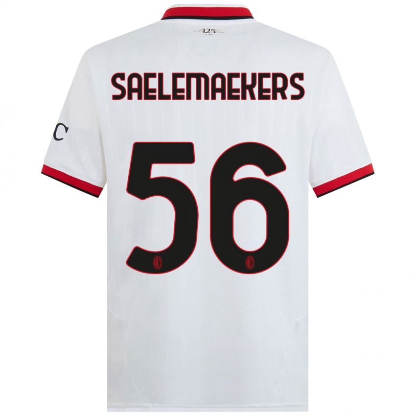 Férfi Alexis Saelemaekers #56 Fehér Fekete Piros Idegenbeli Jersey 2024/25 Mez Póló Ing