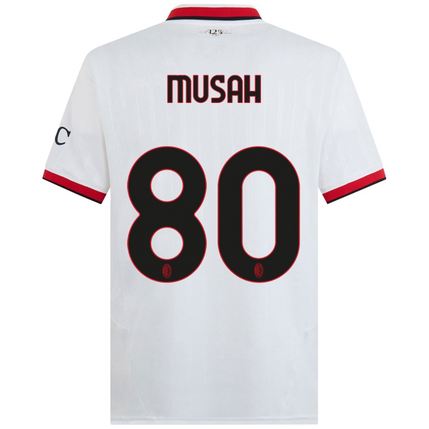 Férfi Yunus Musah #80 Fehér Fekete Piros Idegenbeli Jersey 2024/25 Mez Póló Ing