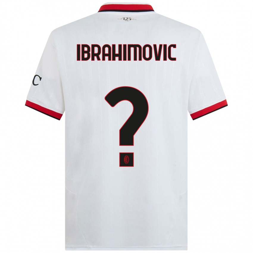 Férfi Vincent Ibrahimovic #0 Fehér Fekete Piros Idegenbeli Jersey 2024/25 Mez Póló Ing