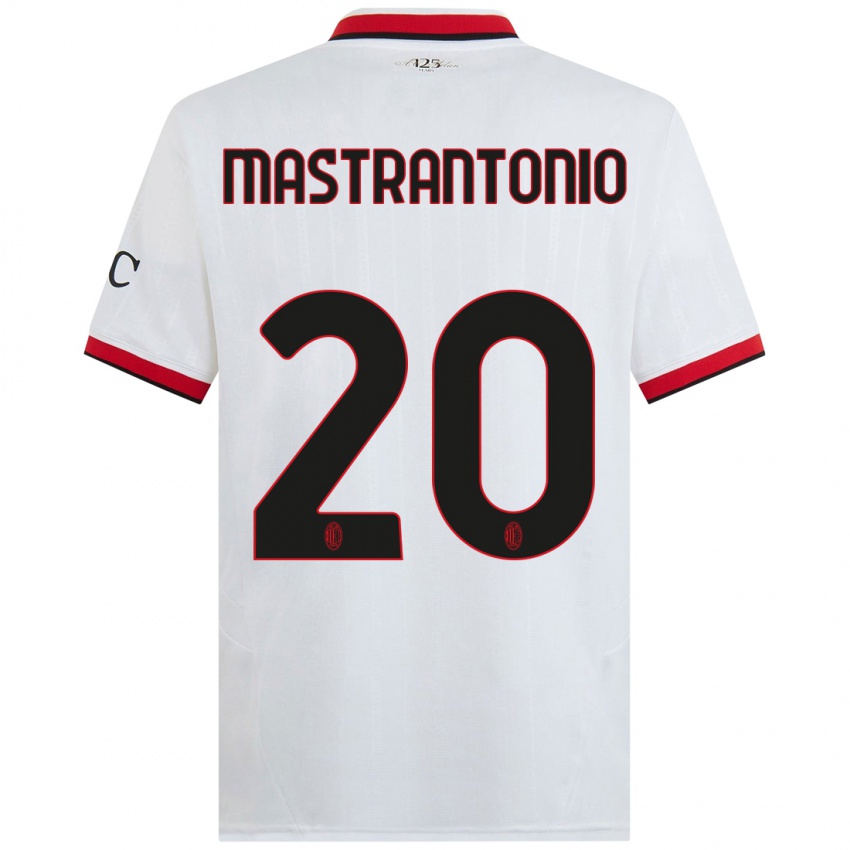 Férfi Davide Mastrantonio #20 Fehér Fekete Piros Idegenbeli Jersey 2024/25 Mez Póló Ing