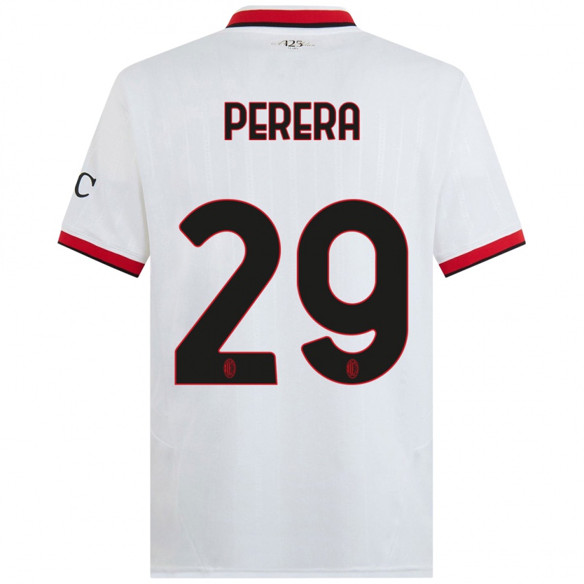 Férfi Nirash Perera #29 Fehér Fekete Piros Idegenbeli Jersey 2024/25 Mez Póló Ing