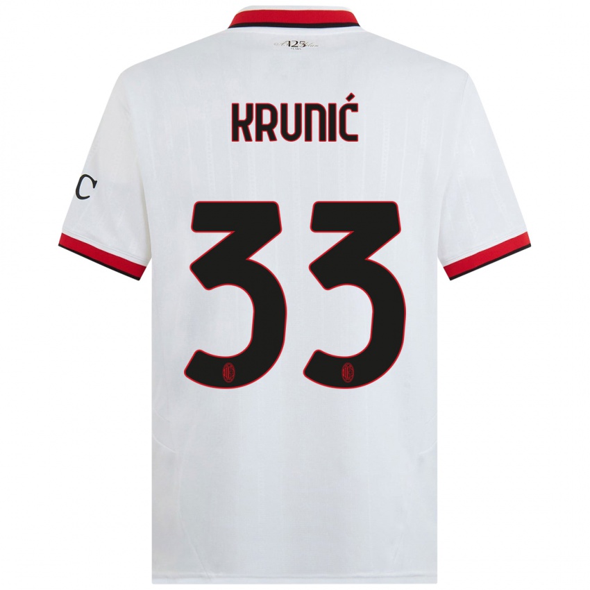 Férfi Rade Krunic #33 Fehér Fekete Piros Idegenbeli Jersey 2024/25 Mez Póló Ing