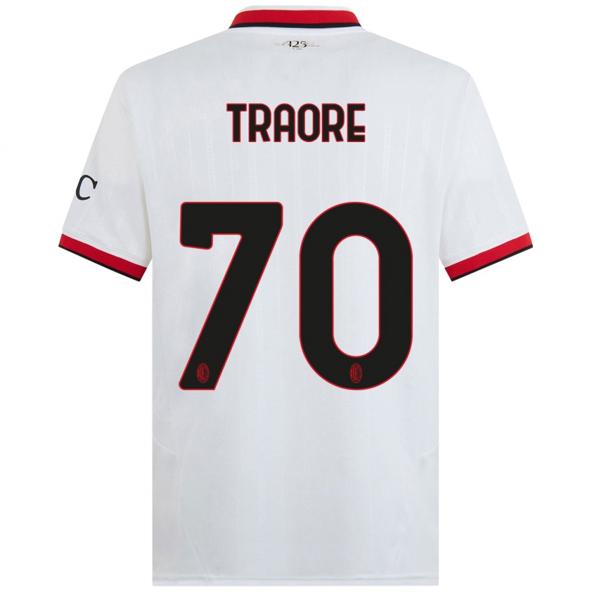 Férfi Chaka Traore #70 Fehér Fekete Piros Idegenbeli Jersey 2024/25 Mez Póló Ing