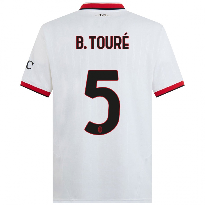 Férfi Fode Ballo-Toure #5 Fehér Fekete Piros Idegenbeli Jersey 2024/25 Mez Póló Ing