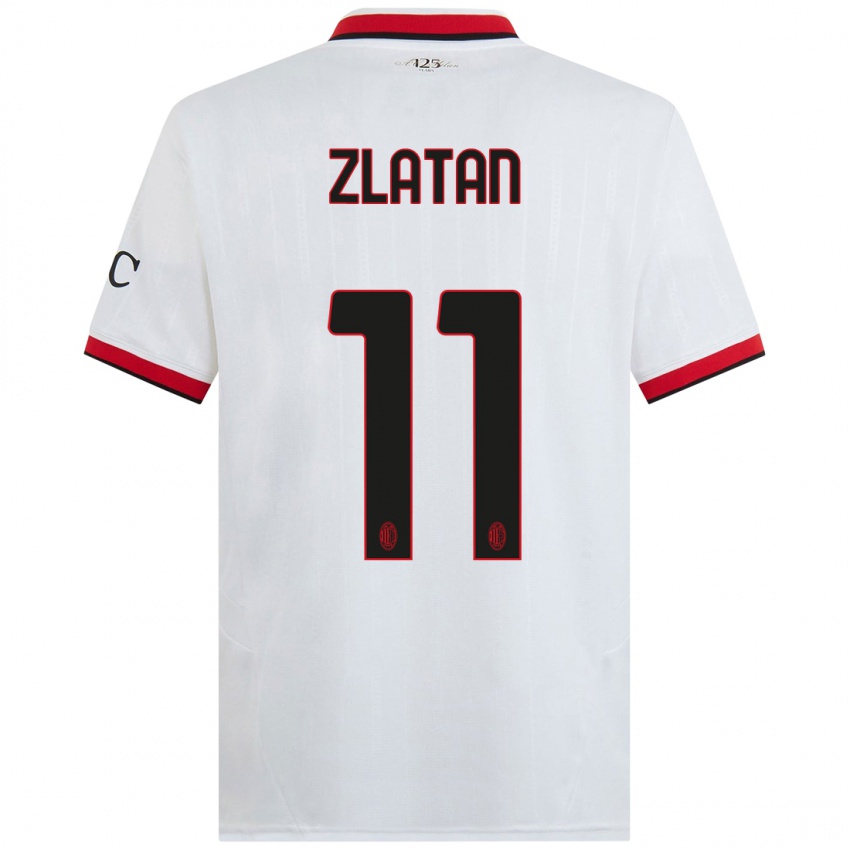 Férfi Zlatan Ibrahimovic #11 Fehér Fekete Piros Idegenbeli Jersey 2024/25 Mez Póló Ing