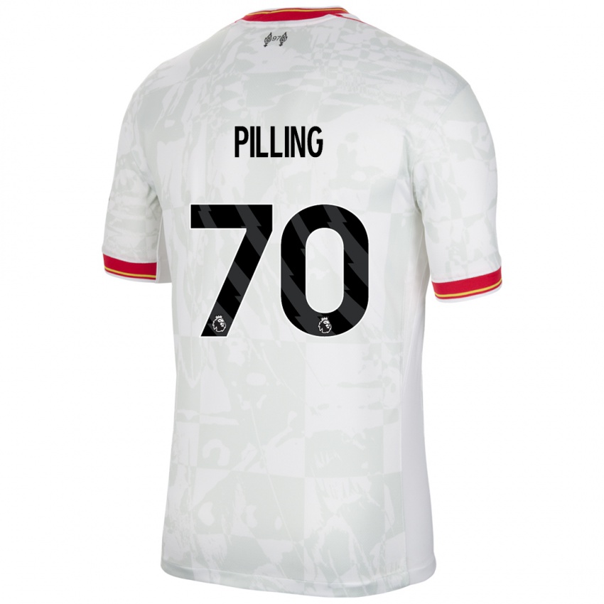 Férfi Tommy Pilling #70 Fehér Piros Fekete Harmadik Számú Jersey 2024/25 Mez Póló Ing