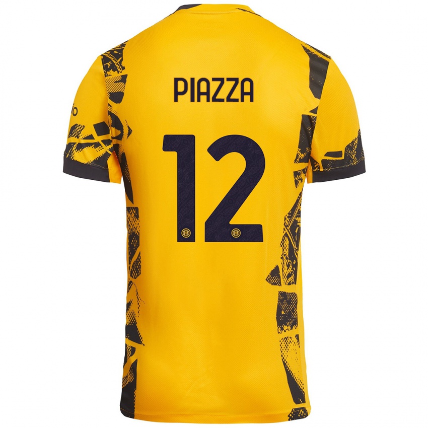 Férfi Alessia Piazza #12 Arany Fekete Harmadik Számú Jersey 2024/25 Mez Póló Ing