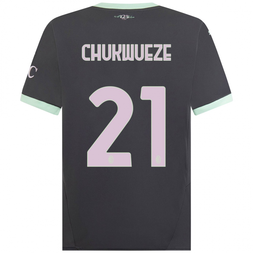 Férfi Samuel Chukwueze #21 Szürke Harmadik Számú Jersey 2024/25 Mez Póló Ing