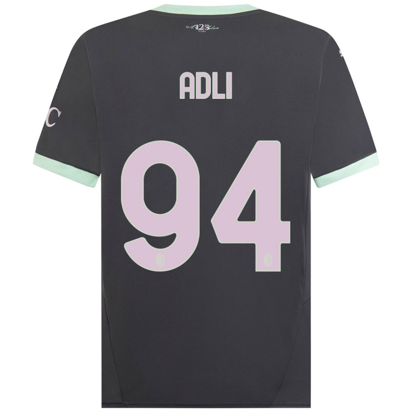 Férfi Yacine Adli #94 Szürke Harmadik Számú Jersey 2024/25 Mez Póló Ing