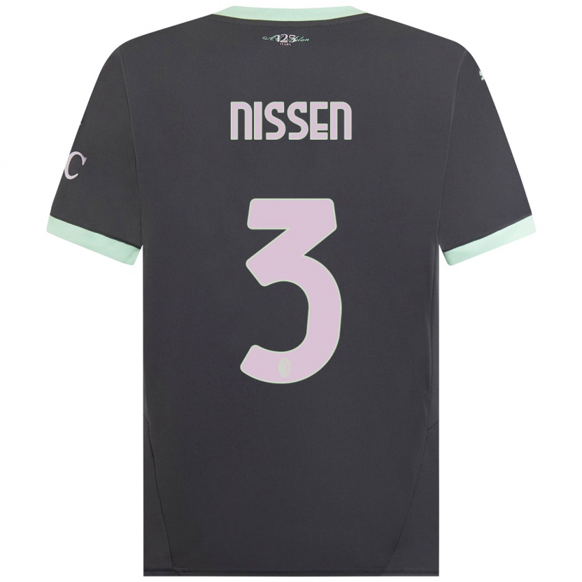 Férfi Fredrik Nissen #3 Szürke Harmadik Számú Jersey 2024/25 Mez Póló Ing