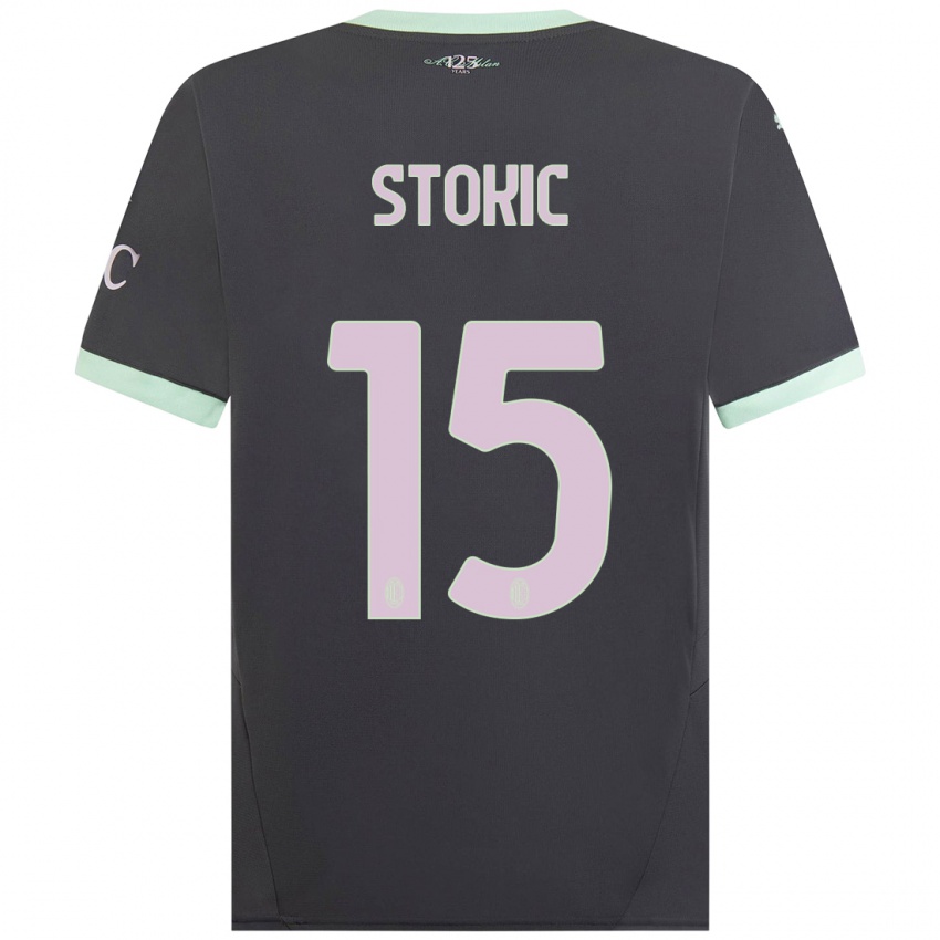 Férfi Sara Stokić #15 Szürke Harmadik Számú Jersey 2024/25 Mez Póló Ing