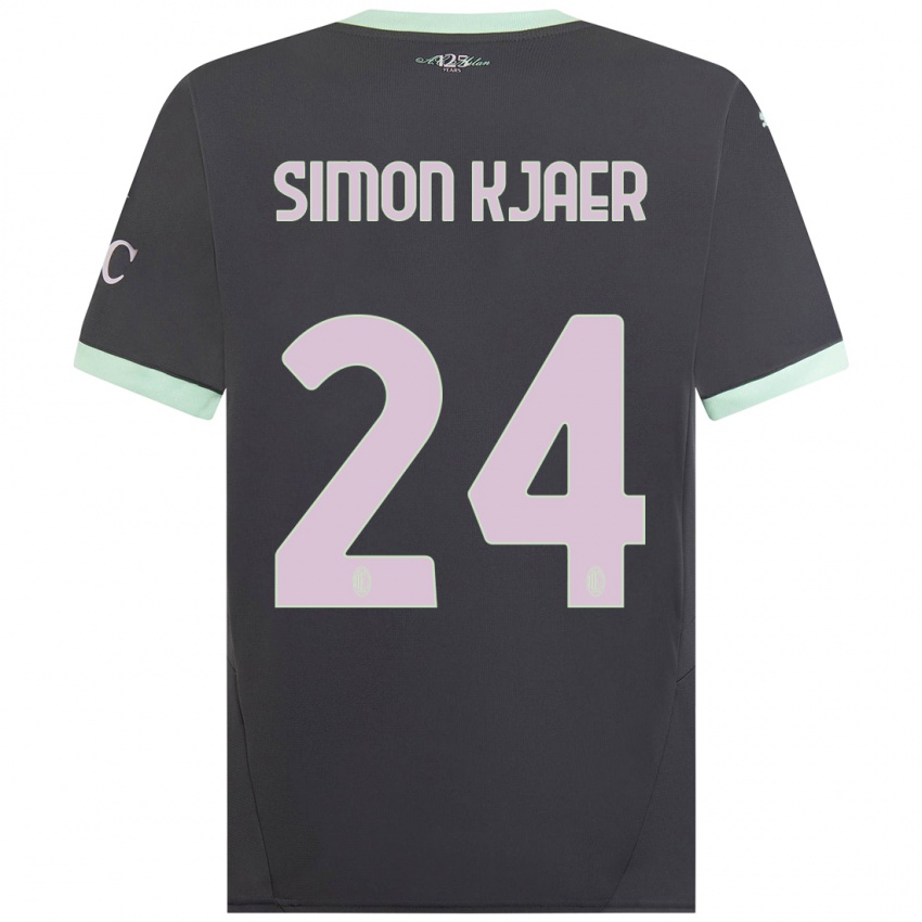 Férfi Simon Kjaer #24 Szürke Harmadik Számú Jersey 2024/25 Mez Póló Ing