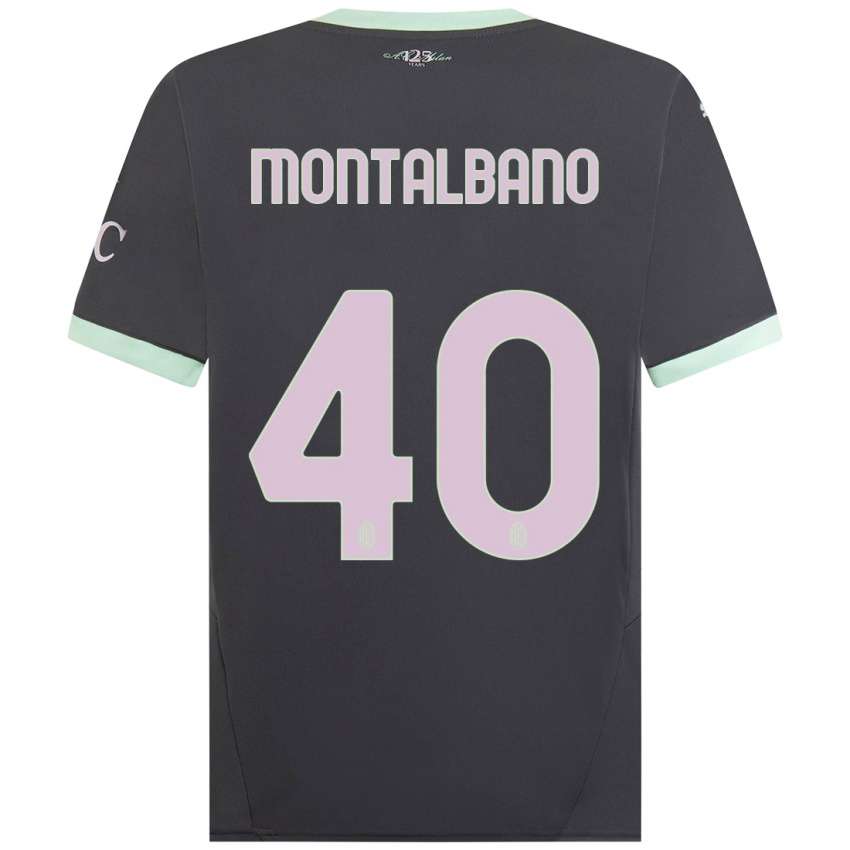 Férfi Nicolo Montalbano #40 Szürke Harmadik Számú Jersey 2024/25 Mez Póló Ing