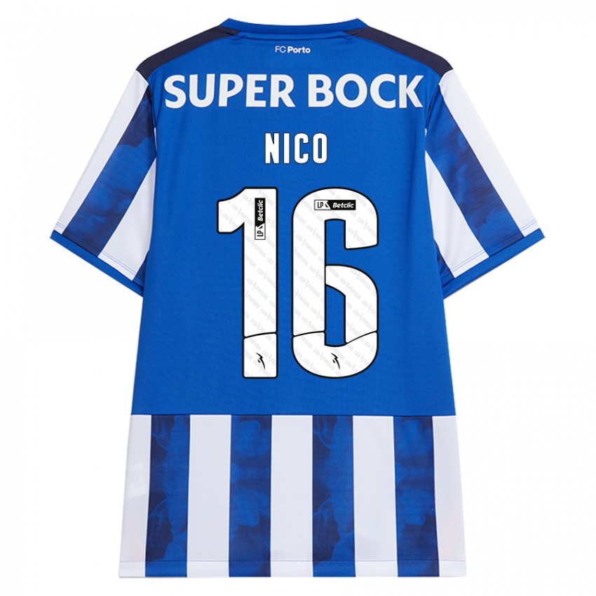 Női Nico Gonzalez #16 Kék Fehér Hazai Jersey 2024/25 Mez Póló Ing