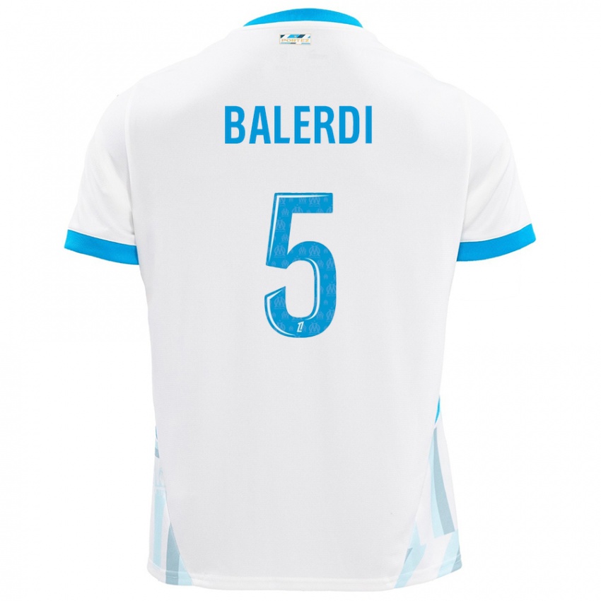 Női Leonardo Balerdi #5 Fehér Ég Kék Hazai Jersey 2024/25 Mez Póló Ing