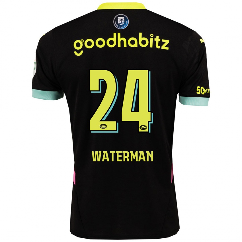 Női Boy Waterman #24 Fekete Sárga Idegenbeli Jersey 2024/25 Mez Póló Ing