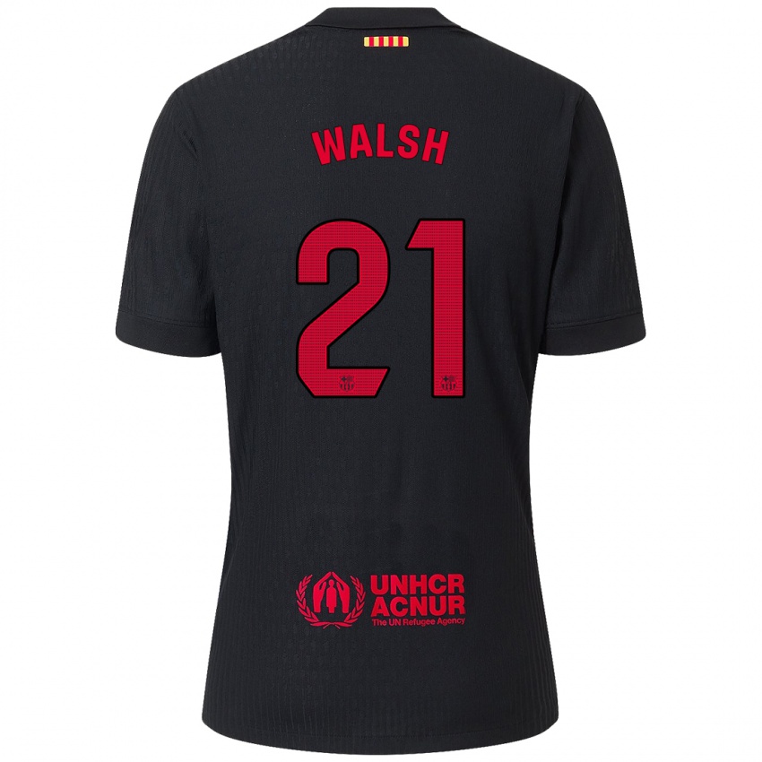 Női Keira Walsh #21 Fekete Piros Idegenbeli Jersey 2024/25 Mez Póló Ing