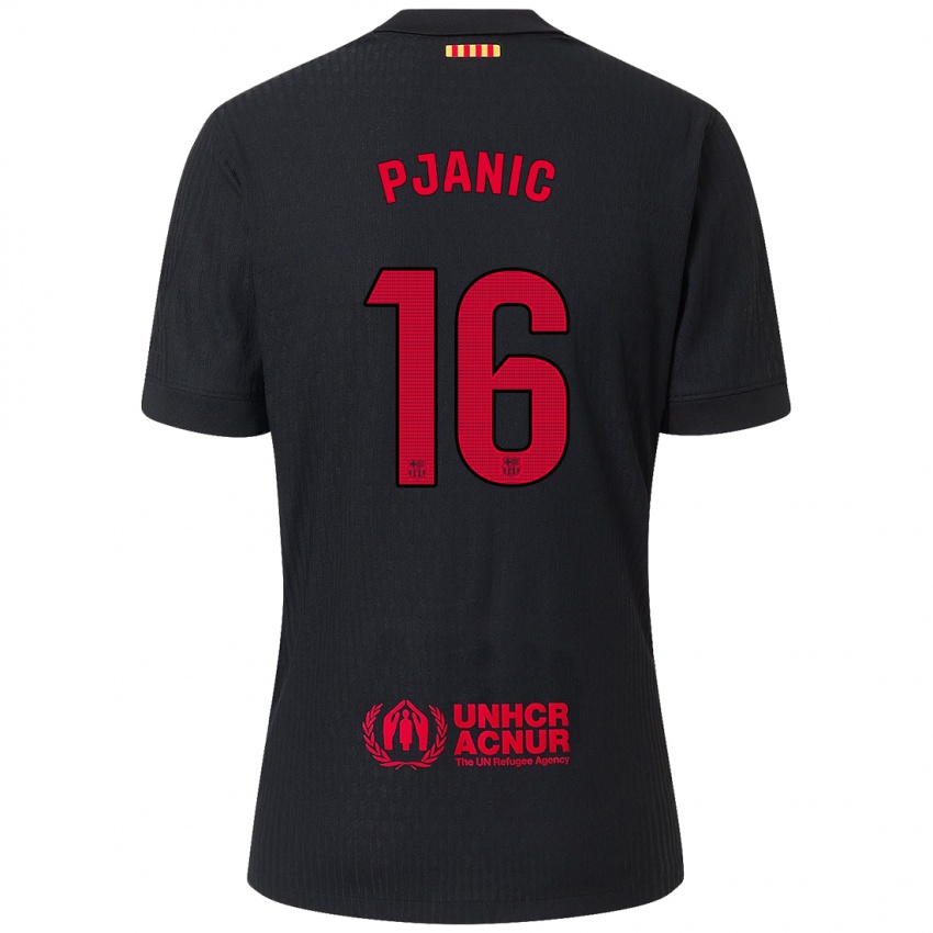 Női Miralem Pjanic #16 Fekete Piros Idegenbeli Jersey 2024/25 Mez Póló Ing