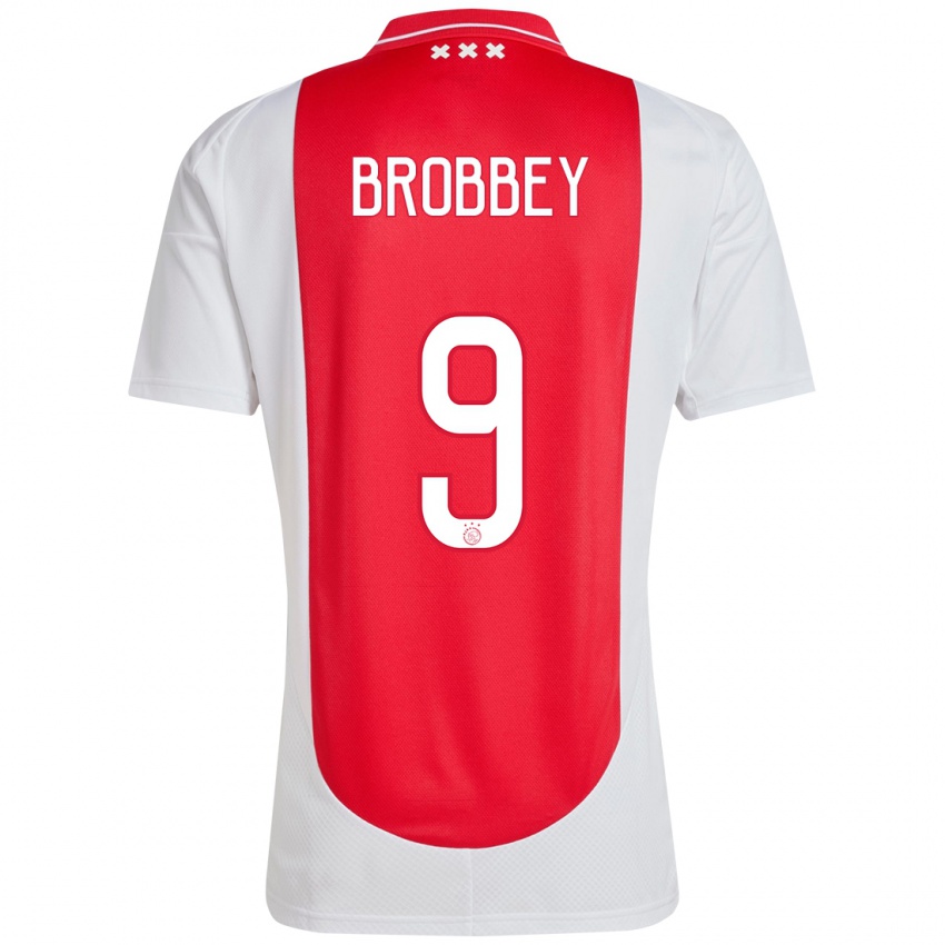 Gyermek Brian Brobbey #9 Piros Fehér Hazai Jersey 2024/25 Mez Póló Ing