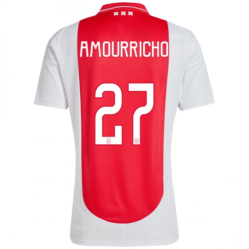 Gyermek Amourricho Van Axel Dongen #27 Piros Fehér Hazai Jersey 2024/25 Mez Póló Ing