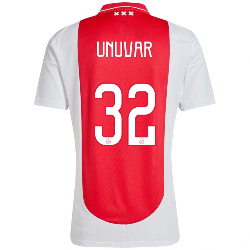 Gyermek Naci Ünüvar #32 Piros Fehér Hazai Jersey 2024/25 Mez Póló Ing