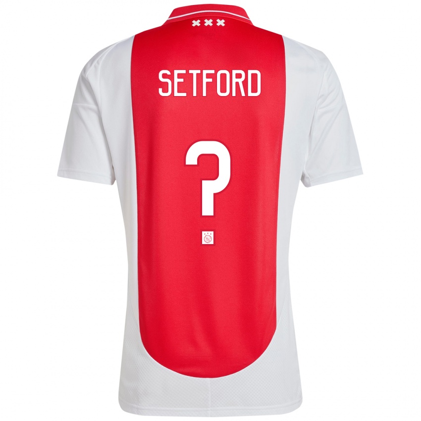 Gyermek Charlie Setford #0 Piros Fehér Hazai Jersey 2024/25 Mez Póló Ing