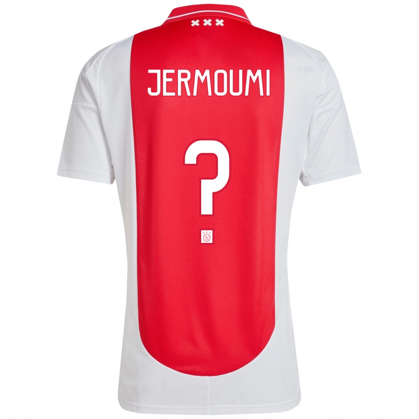 Gyermek Diyae Jermoumi #0 Piros Fehér Hazai Jersey 2024/25 Mez Póló Ing