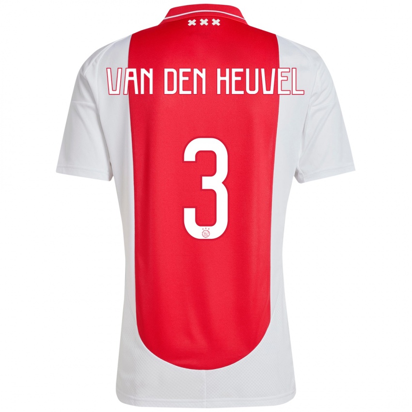 Gyermek Nino Van Den Heuvel #3 Piros Fehér Hazai Jersey 2024/25 Mez Póló Ing