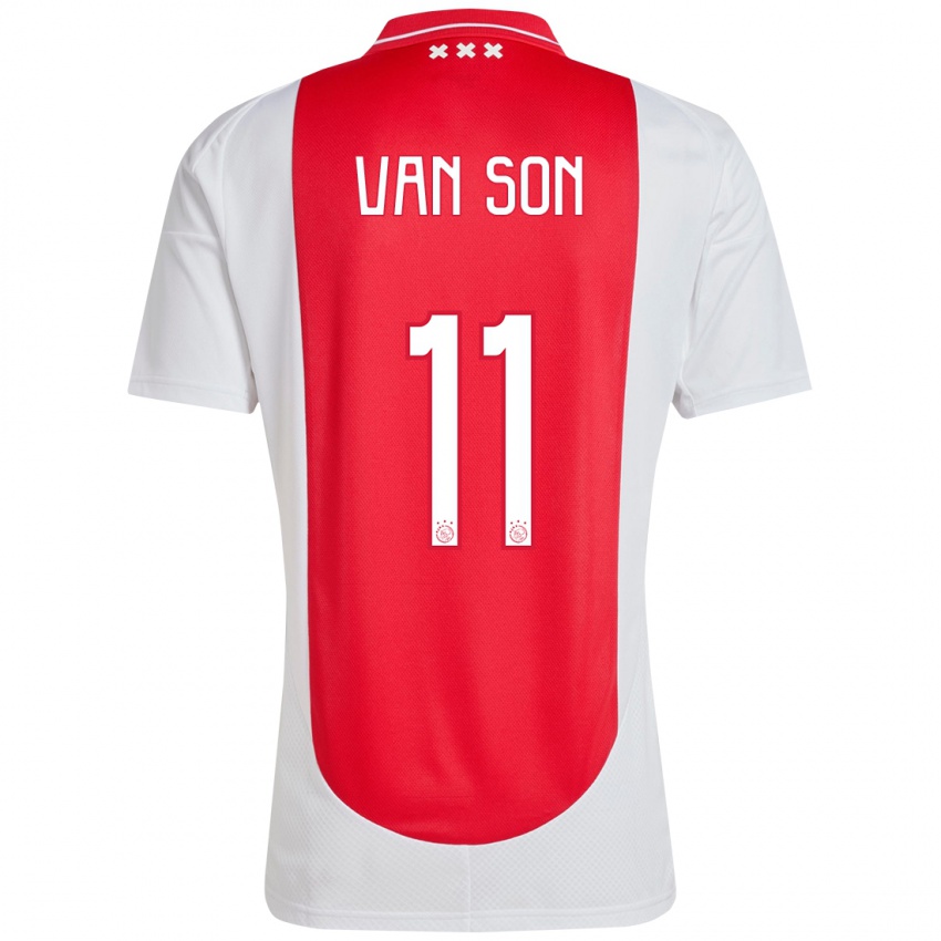 Gyermek Daniël Van Son #11 Piros Fehér Hazai Jersey 2024/25 Mez Póló Ing