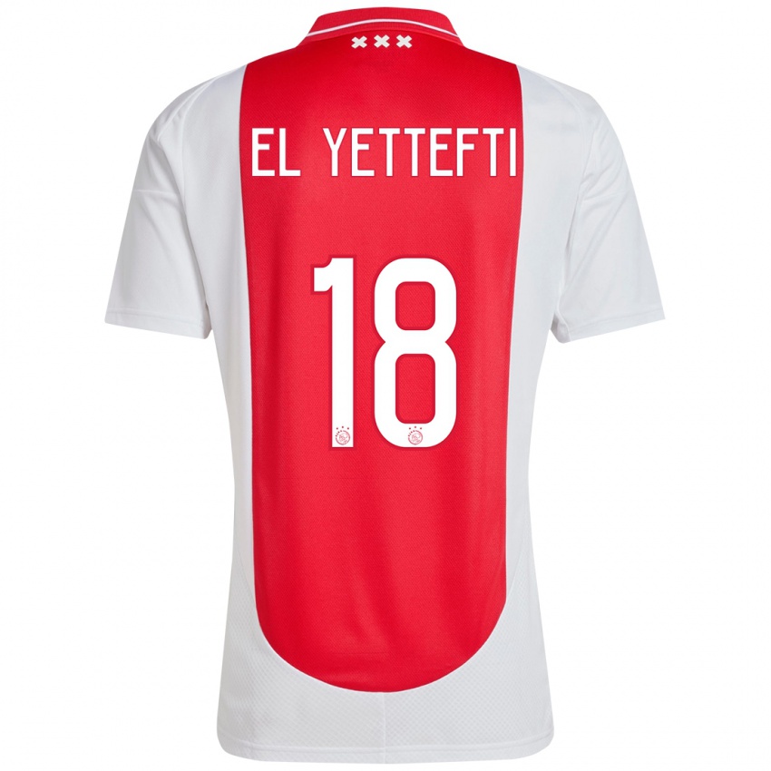 Gyermek Adil Amghar El Yettefti #18 Piros Fehér Hazai Jersey 2024/25 Mez Póló Ing