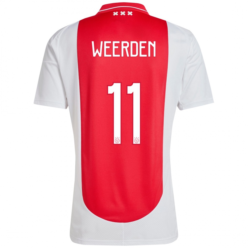 Gyermek Ashleigh Weerden #11 Piros Fehér Hazai Jersey 2024/25 Mez Póló Ing