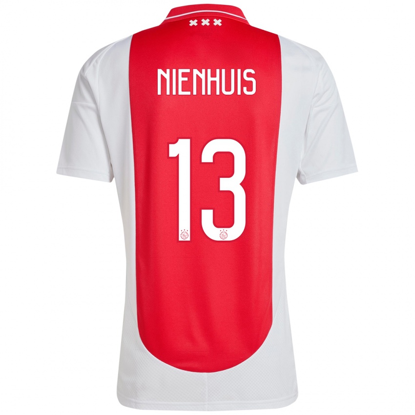 Gyermek Lois Niënhuis #13 Piros Fehér Hazai Jersey 2024/25 Mez Póló Ing