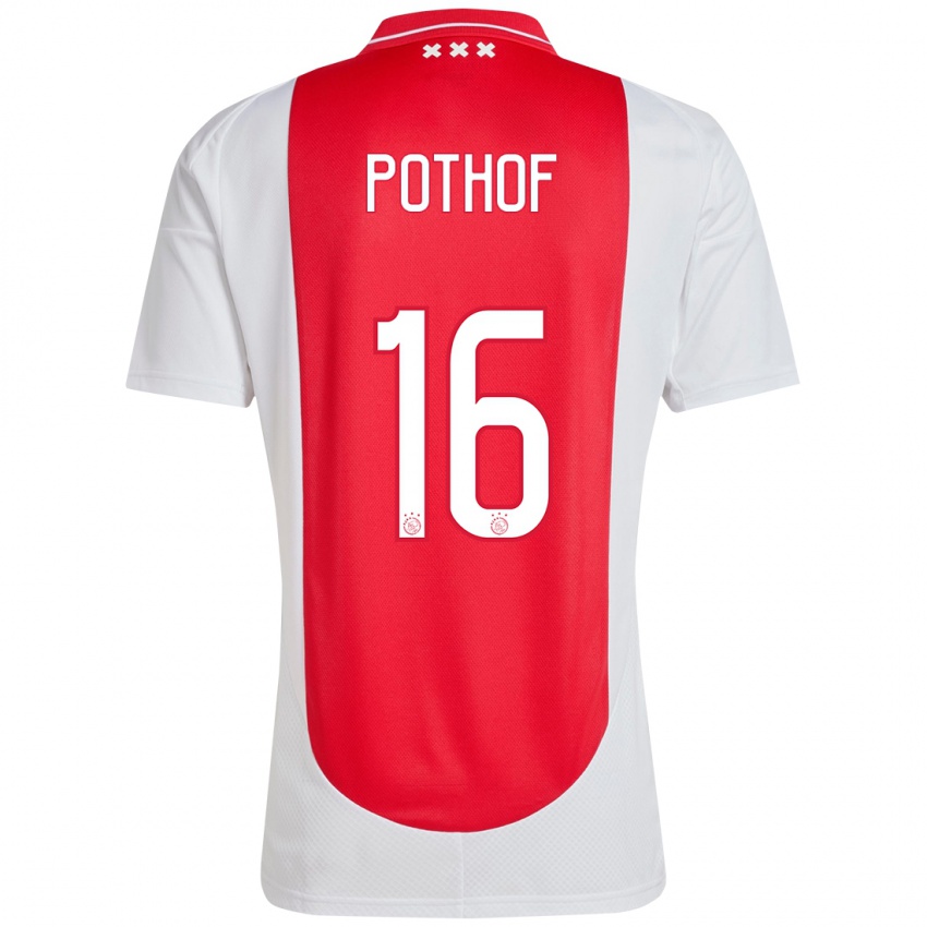 Gyermek Isa Pothof #16 Piros Fehér Hazai Jersey 2024/25 Mez Póló Ing