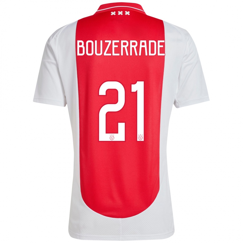 Gyermek Zaina Bouzerrade #21 Piros Fehér Hazai Jersey 2024/25 Mez Póló Ing