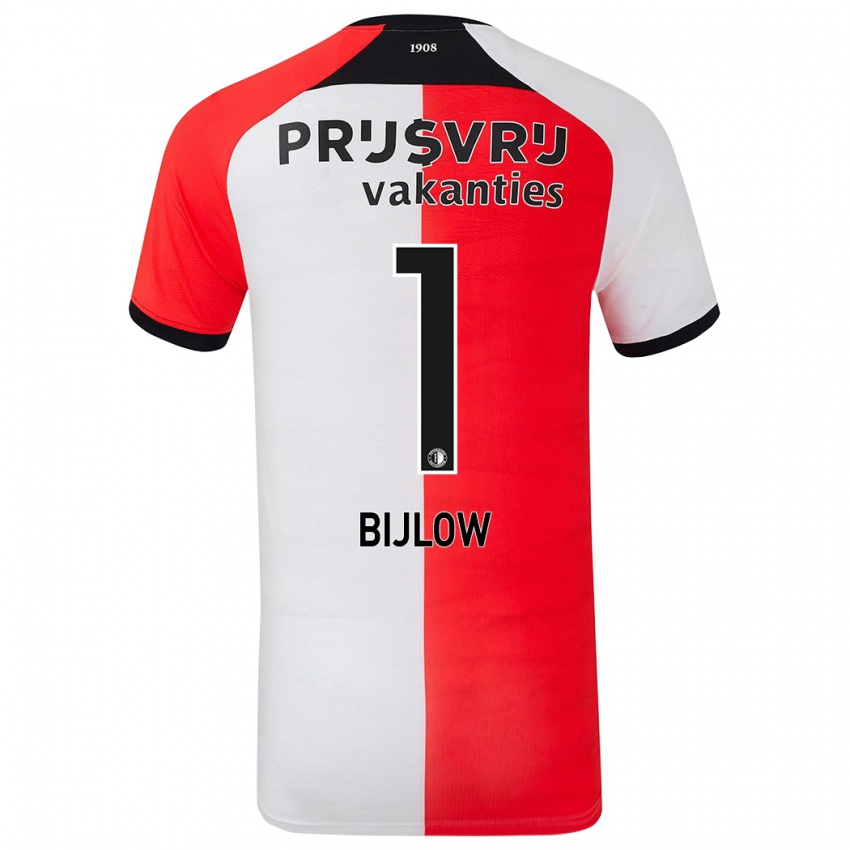 Gyermek Justin Bijlow #1 Piros Fehér Hazai Jersey 2024/25 Mez Póló Ing