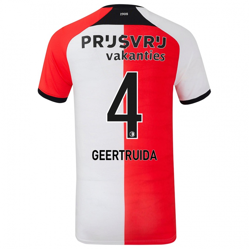 Gyermek Lutsharel Geertruida #4 Piros Fehér Hazai Jersey 2024/25 Mez Póló Ing