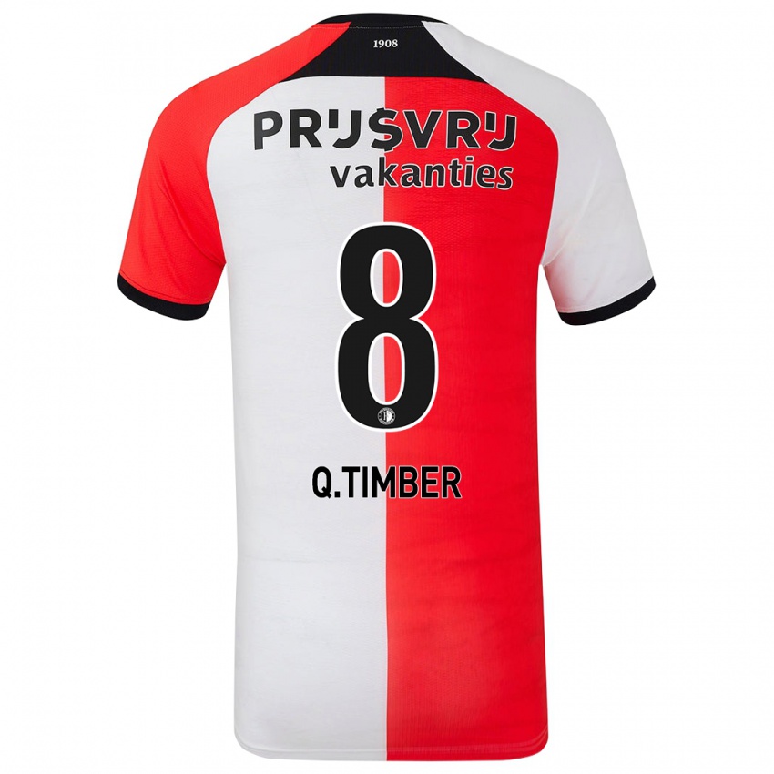 Gyermek Quinten Timber #8 Piros Fehér Hazai Jersey 2024/25 Mez Póló Ing